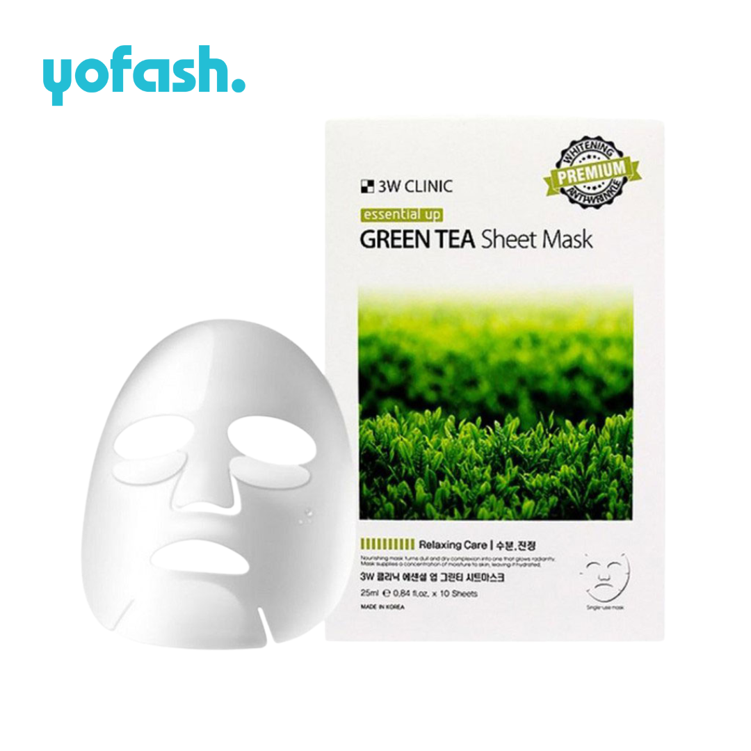 3W Clinic Essential Up Green Tea Sheet Mask 25ml