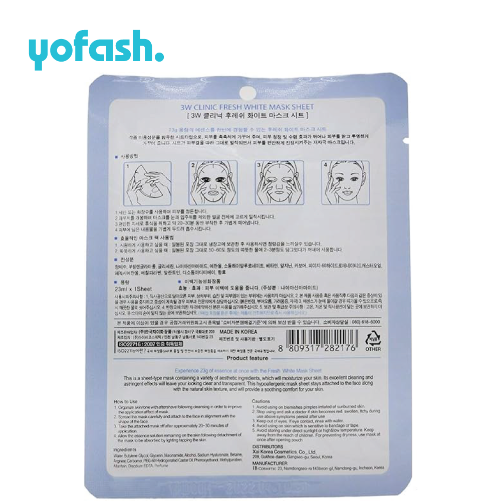 3W Clinic Fresh White Mask Sheet 23g